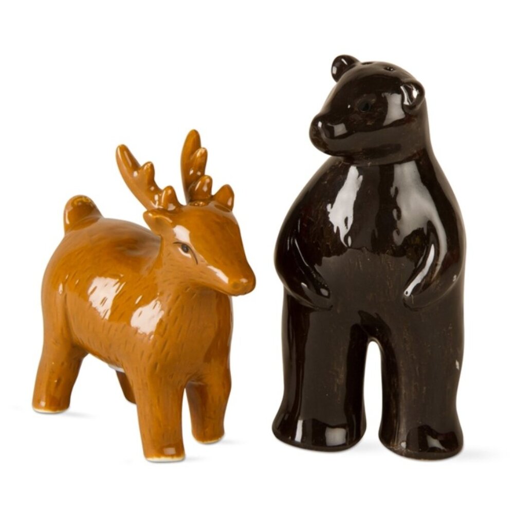 New Tag Deer and Bear Salt Pepper Shakers in Box Cottagecore